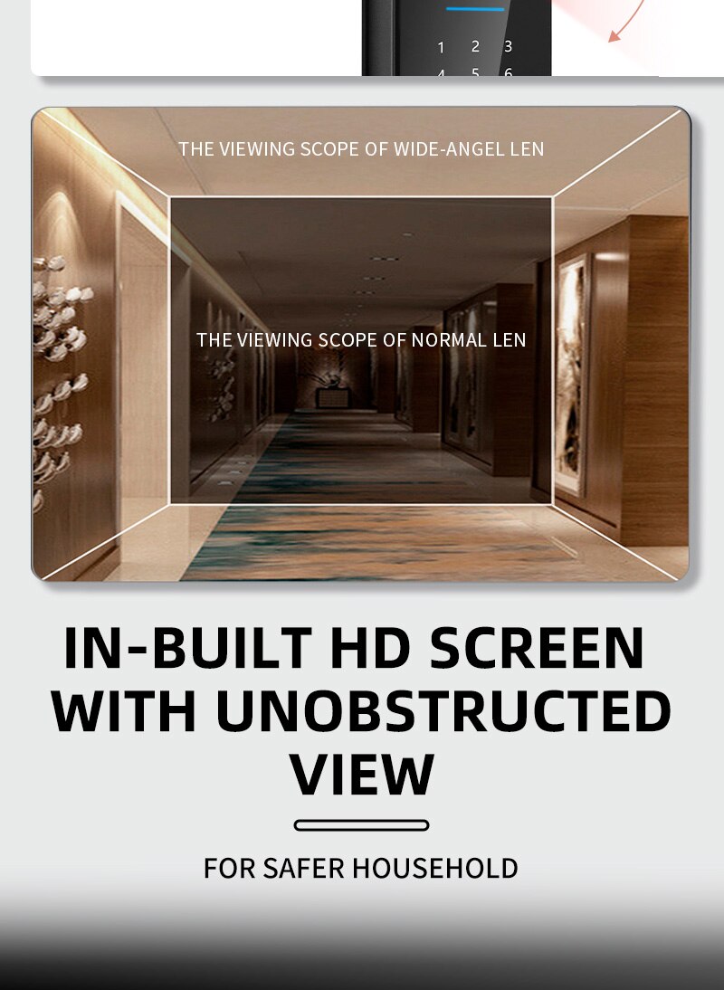 XSDTS Tuya Wifi Digital Electronic Smart Door Lock With Biometric Camera Fingerprint Smart Card Password Key Unlock