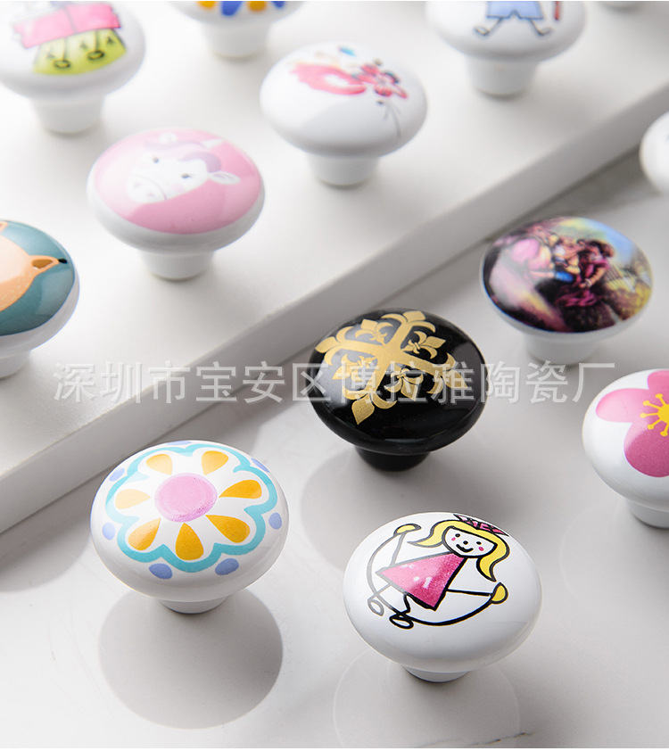 Kids Room Ceramic Cabinet Handle and Knobs Modern Simple Solid Color Cupboard Door Drawer Pulls Furniture Hardware Door Knob