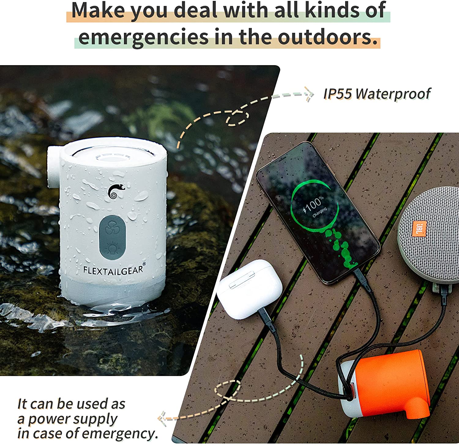 FLEXTAILGEAR Max Pump 2 Pro Portable Mini Air Pump Camping Equipment Electric Inflator USB Charging Illumination For Outdoor FLEXTAILGEAR Max Pump 2 Pro Portable Mini Air Pump Camping Equipment Electric Inflator USB Charging Illumination For Outdoor