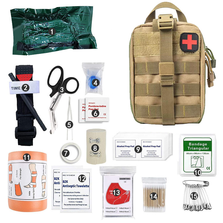 Military Tactical Kit First Aid Kit Bag Israeli Bandage Splint Outdoor Hunting Survival Tool Gear Medical Trauma Emergency Pouch