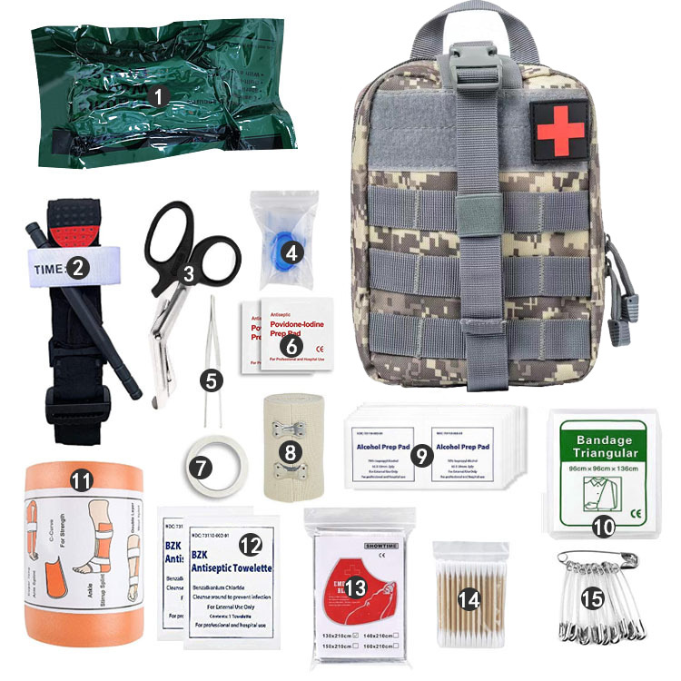 Military Tactical Kit First Aid Kit Bag Israeli Bandage Splint Outdoor Hunting Survival Tool Gear Medical Trauma Emergency Pouch