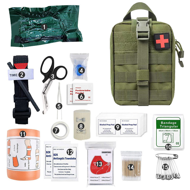 Military Tactical Kit First Aid Kit Bag Israeli Bandage Splint Outdoor Hunting Survival Tool Gear Medical Trauma Emergency Pouch
