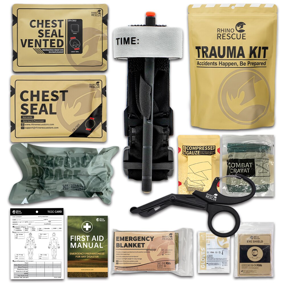 RHINO RESCUE Tactical Trauma Kit To Configure Survival Kit Outdoor Emergency First Aid Kit For Camping Hiking IFAK Refill Kit