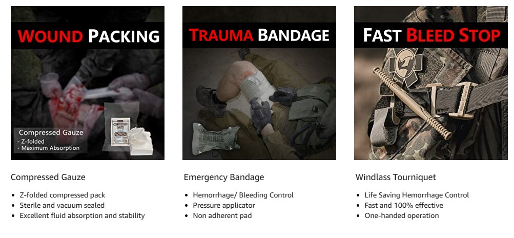 RHINO RESCUE Tactical Trauma Kit To Configure Survival Kit Outdoor Emergency First Aid Kit For Camping Hiking IFAK Refill Kit