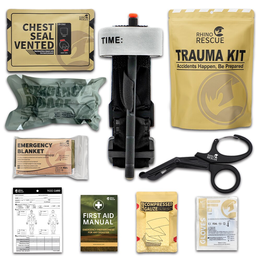RHINO RESCUE Tactical Trauma Kit To Configure Survival Kit Outdoor Emergency First Aid Kit For Camping Hiking IFAK Refill Kit