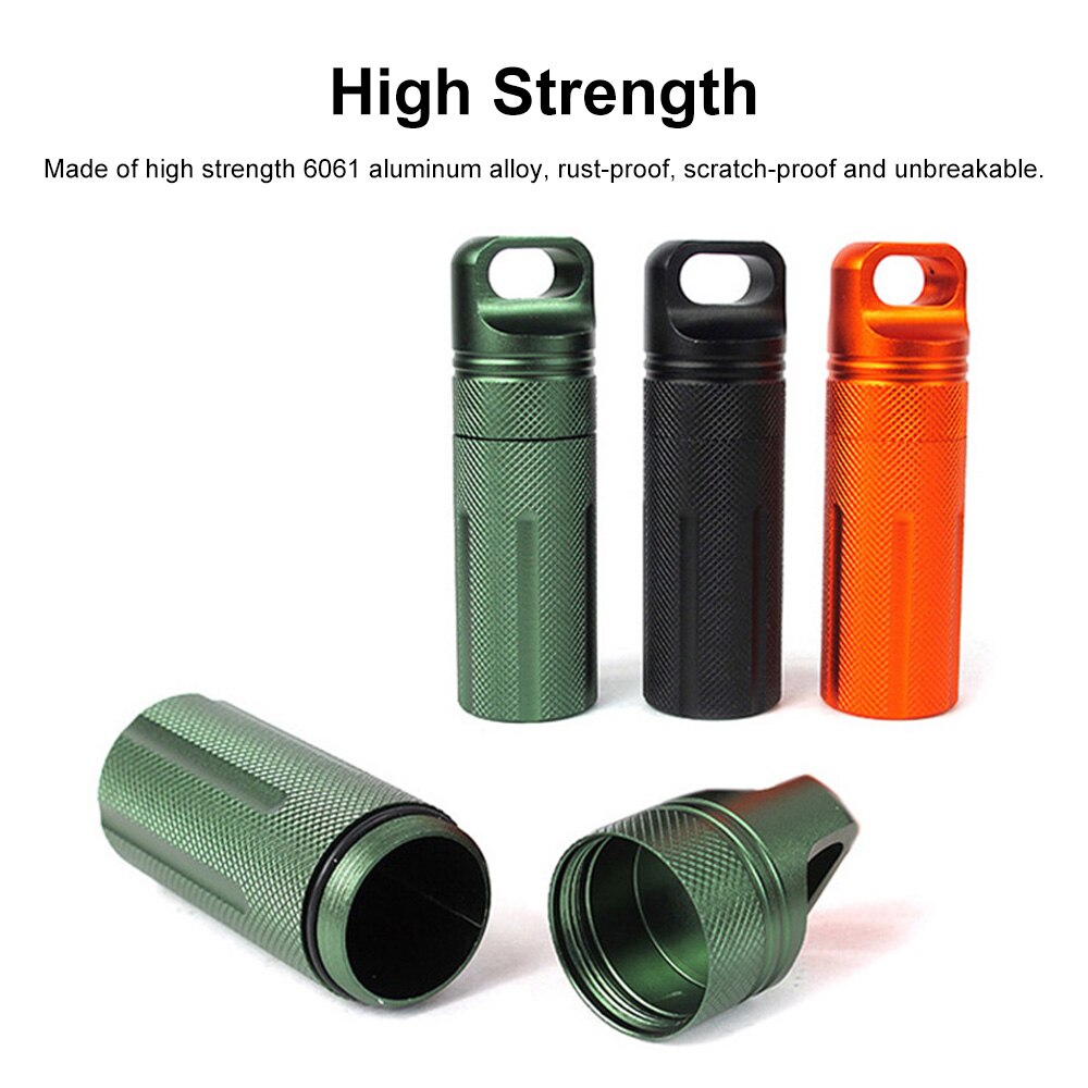 EDC waterproof Container capsule dry pill outdoor hike camp medicine holder Survive seal box storage trunk bottle case match