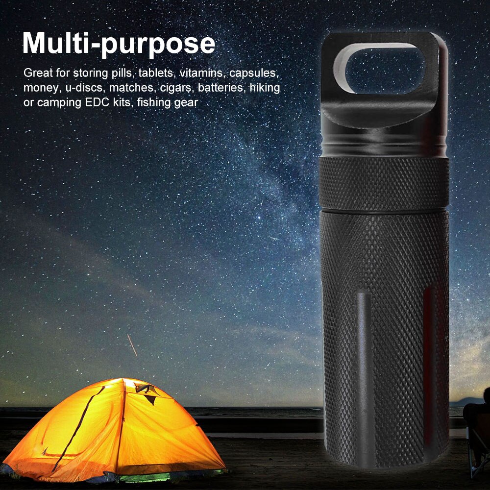 EDC waterproof Container capsule dry pill outdoor hike camp medicine holder Survive seal box storage trunk bottle case match