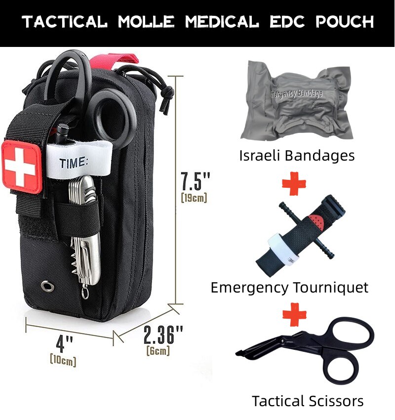 Tactical Molle Medical EDC Pouch EMT Emergency Bandage Tourniquet Scissors First Aid Kit Survival Bag Military Pack Tactical Molle Medical EDC Pouch EMT Emergency Bandage Tourniquet Scissors First Aid Kit Survival Bag Military Pack