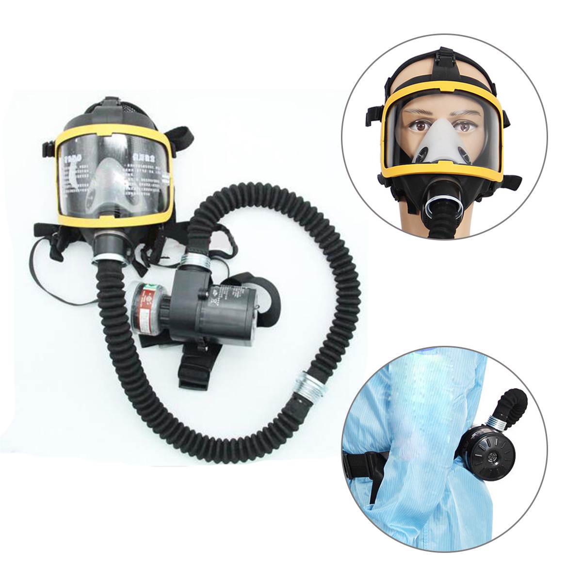 Protective Electric Constant Flow Supplied Air Fed Full Face Gas Mask Respirator System Respirator Mask Workplace Safety Supplie