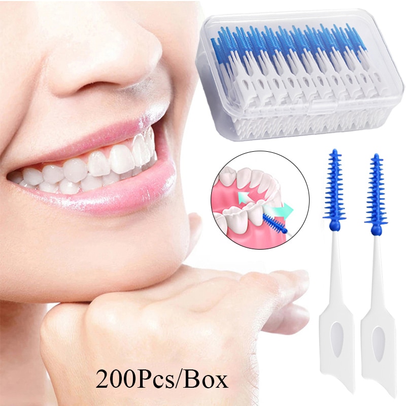 Interdental Silicone Brushes 200 Units Dental Toothpicks Brush Between Teeth Silicone Toothpicks With Thread Oral Cleaning Tools Interdental Silicone Brushes 200 Units Dental Toothpicks Brush Between Teeth Silicone Toothpicks With Thread Oral Cleaning Tools