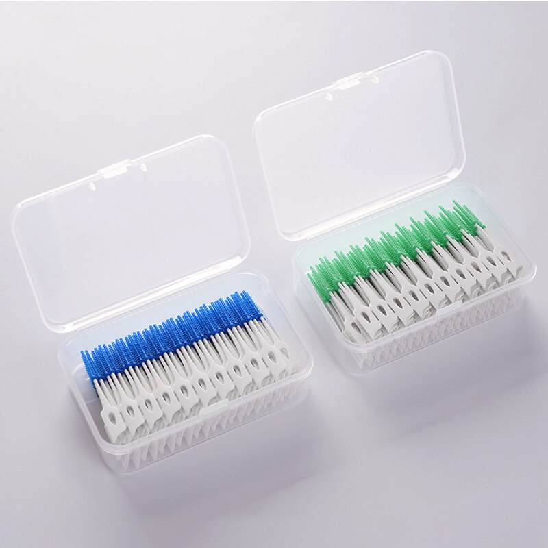 Interdental Silicone Brushes 200 Units Dental Toothpicks Brush Between Teeth Silicone Toothpicks With Thread Oral Cleaning Tools
