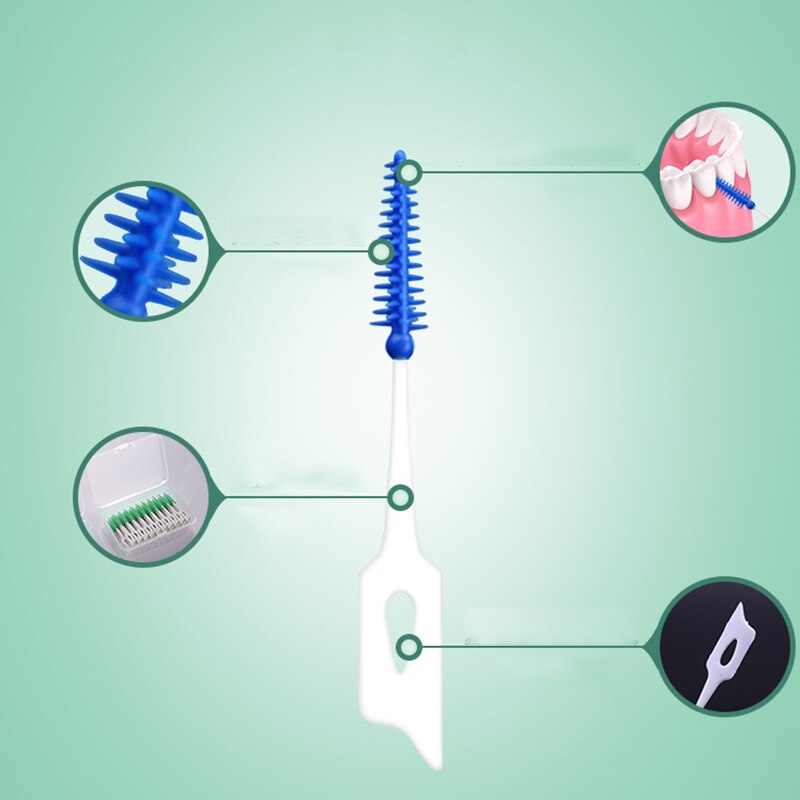 Interdental Silicone Brushes 200 Units Dental Toothpicks Brush Between Teeth Silicone Toothpicks With Thread Oral Cleaning Tools