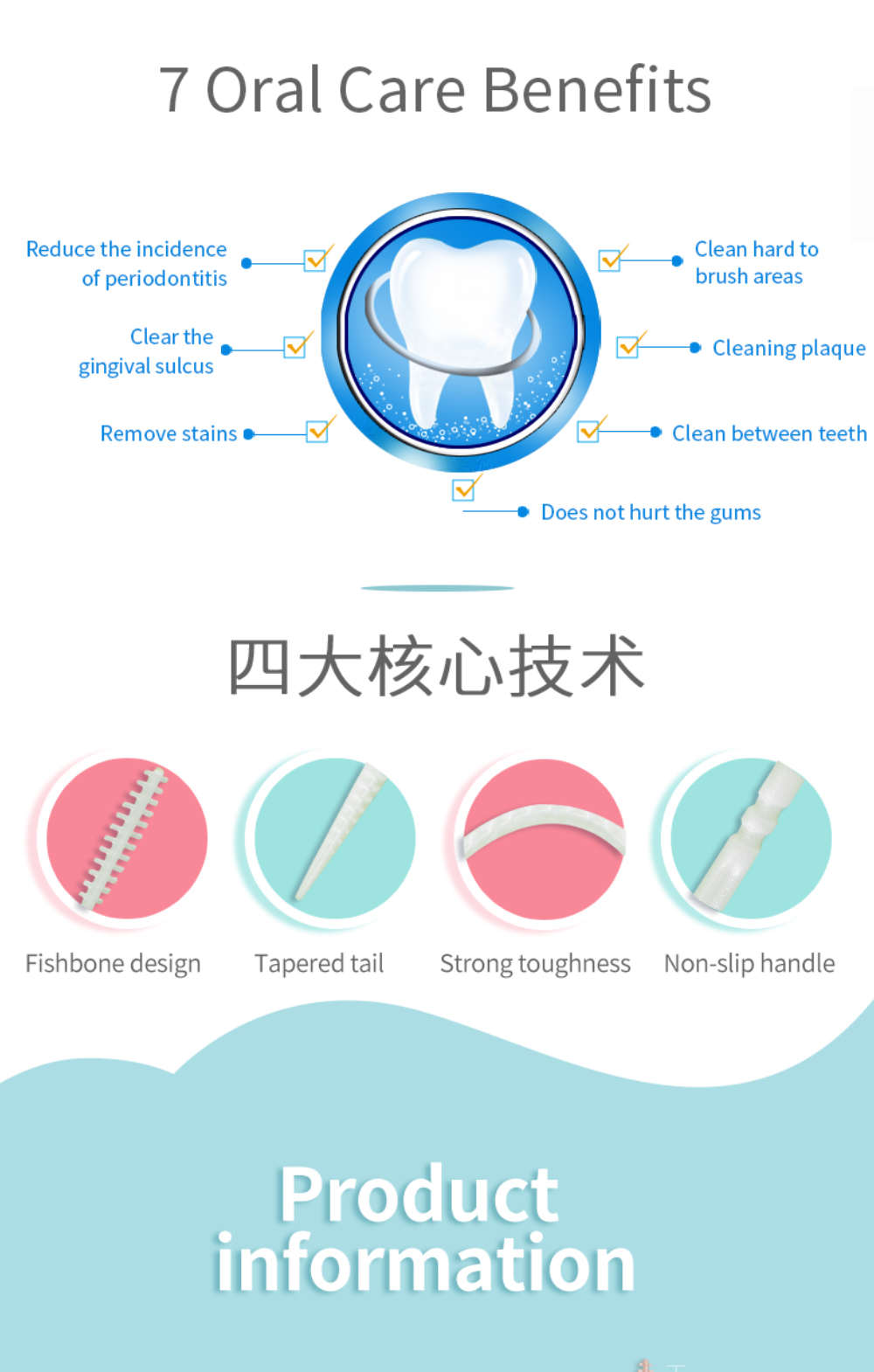 1100pcs Plastic Toothpicks Double Head Teeth Sticks Interdental Brush Dental Floss PP Tooth Picks Flosser Oral Hygiene Care