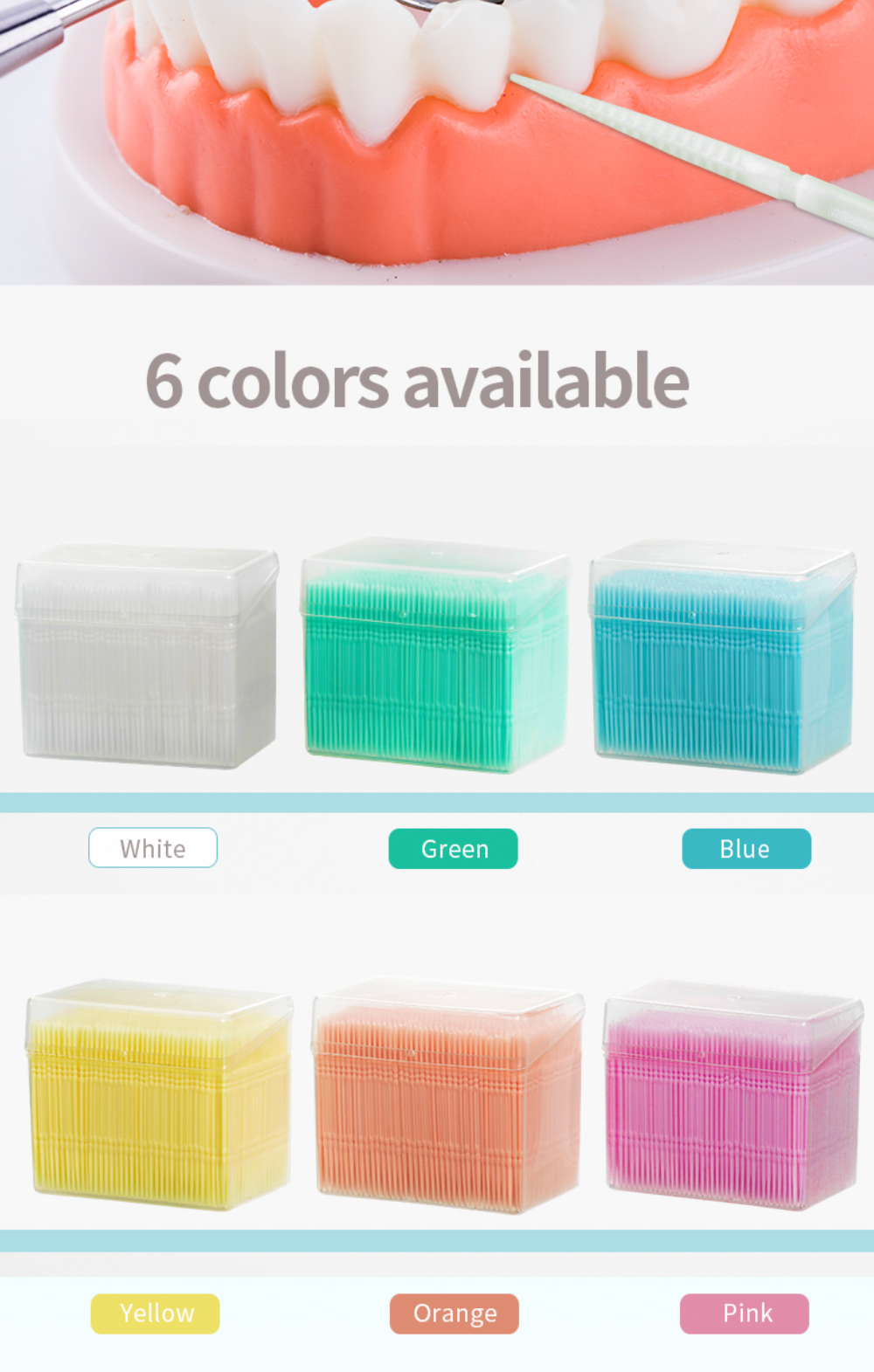 1100pcs Plastic Toothpicks Double Head Teeth Sticks Interdental Brush Dental Floss PP Tooth Picks Flosser Oral Hygiene Care