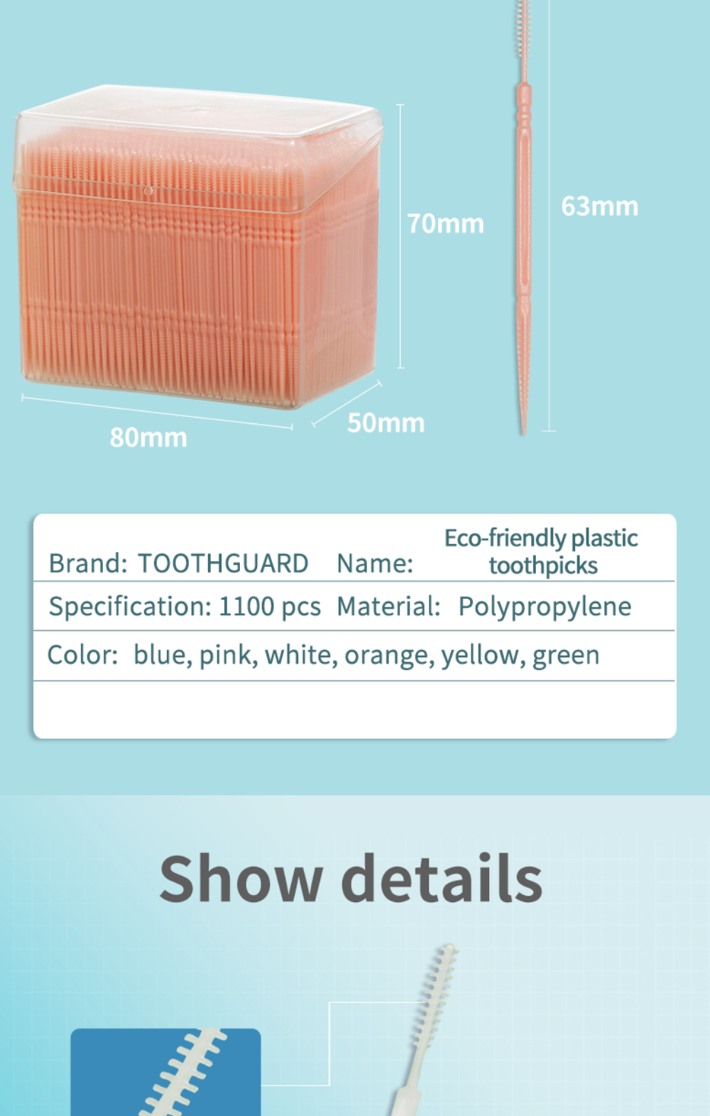 1100pcs Plastic Toothpicks Double Head Teeth Sticks Interdental Brush Dental Floss PP Tooth Picks Flosser Oral Hygiene Care