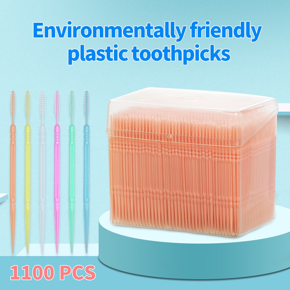 1100pcs Plastic Toothpicks Double Head Teeth Sticks Interdental Brush Dental Floss PP Tooth Picks Flosser Oral Hygiene Care 1100pcs Plastic Toothpicks Double Head Teeth Sticks Interdental Brush Dental Floss PP Tooth Picks Flosser Oral Hygiene Care