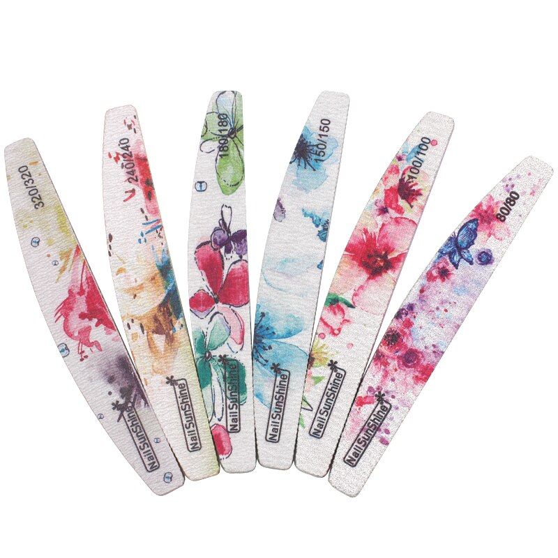 50pcs Colorful Nail File New Buffer UV Gel Polish Block Half Moon Nail Polishing Files Pedicure Manicure nagelvijl Nail Tools