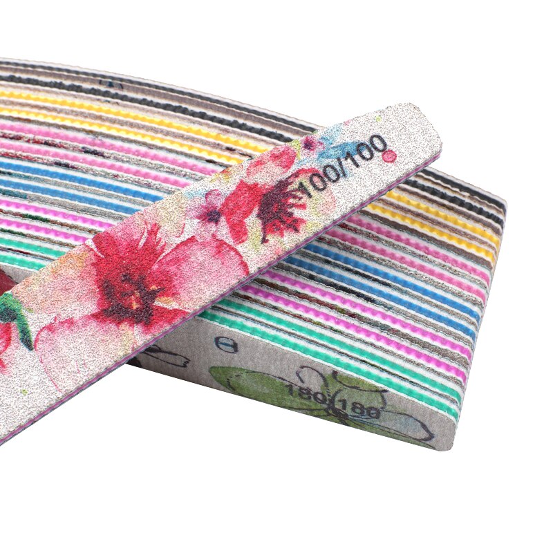 50pcs Colorful Nail File New Buffer UV Gel Polish Block Half Moon Nail Polishing Files Pedicure Manicure nagelvijl Nail Tools