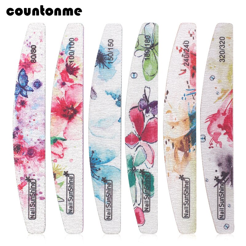 50pcs Colorful Nail File New Buffer UV Gel Polish Block Half Moon Nail Polishing Files Pedicure Manicure nagelvijl Nail Tools