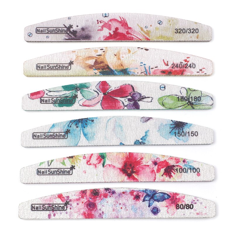 50pcs Colorful Nail File New Buffer UV Gel Polish Block Half Moon Nail Polishing Files Pedicure Manicure nagelvijl Nail Tools