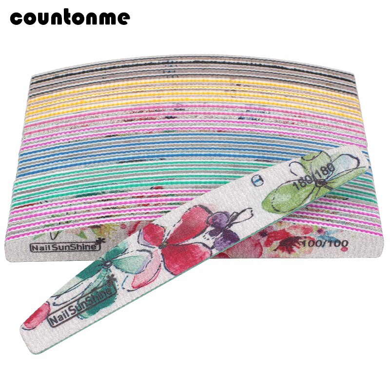 50pcs Colorful Nail File New Buffer UV Gel Polish Block Half Moon Nail Polishing Files Pedicure Manicure nagelvijl Nail Tools