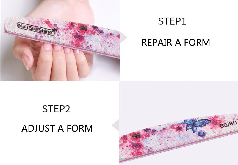 50pcs Colorful Nail File New Buffer UV Gel Polish Block Half Moon Nail Polishing Files Pedicure Manicure nagelvijl Nail Tools