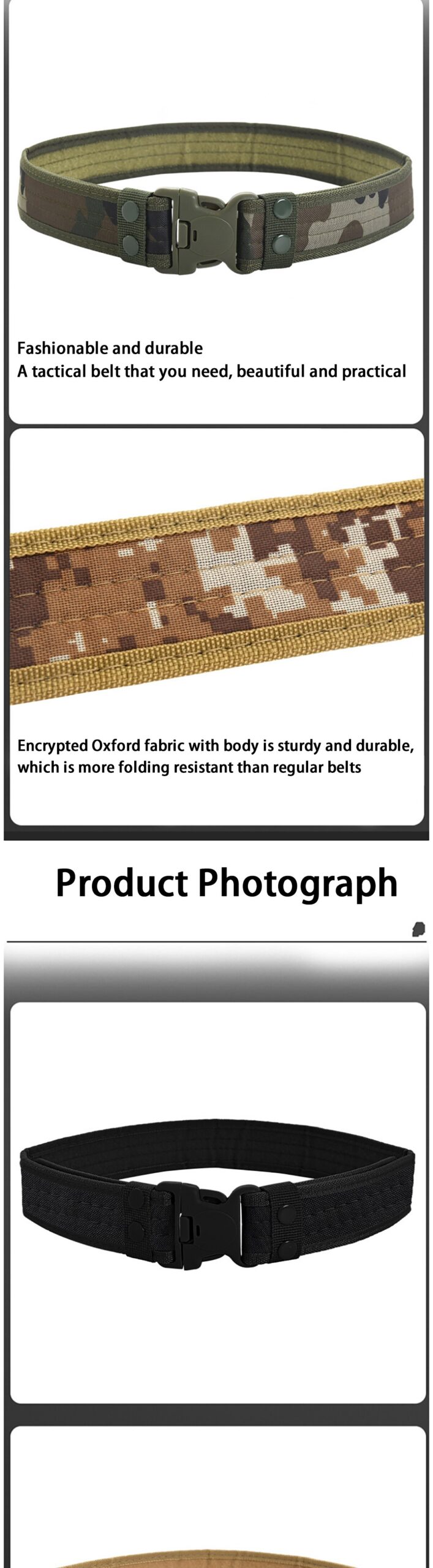 Outdoor Camouflage Tactical Belt Military Oxford Cloth Belt Mountaineering Belt Wide Plastic Buckle Military Waist Belt WorkBelt