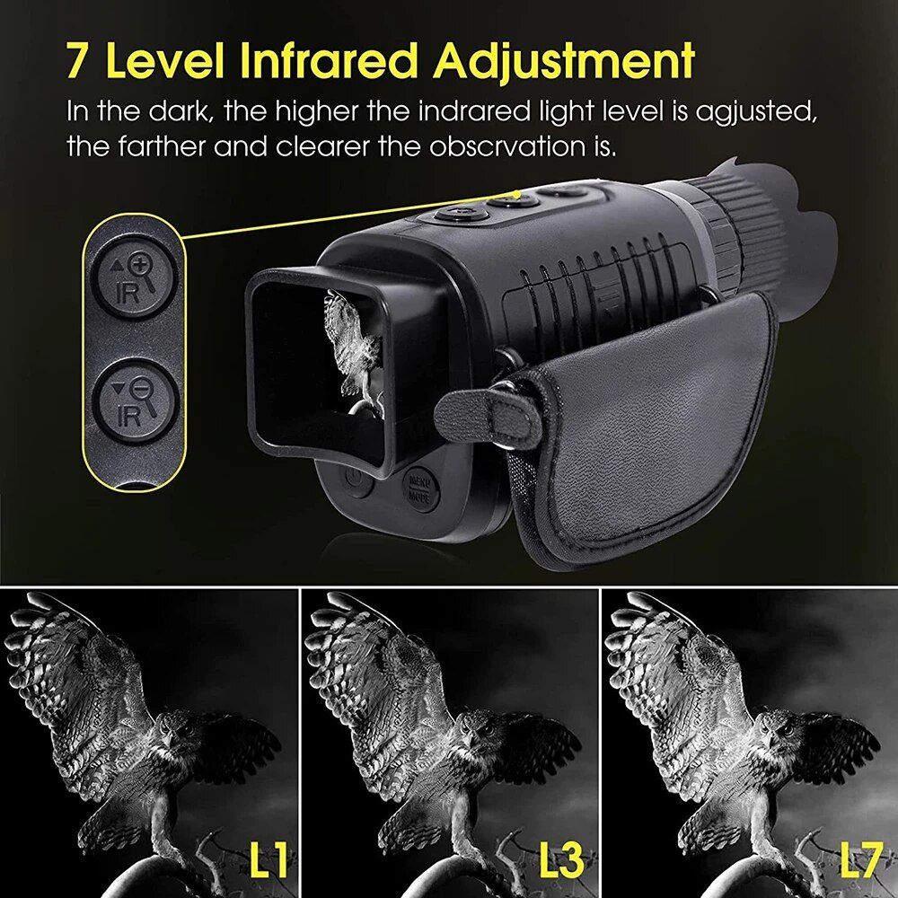 Monocular Night Vision Device 1080P HD Infrared Camera 5X Digital Light Zoom Hunting Telescope Outdoor Search Full Darkness 300m Monocular Night Vision Device 1080P HD Infrared Camera 5X Digital Light Zoom Hunting Telescope Outdoor Search Full Darkness 300m
