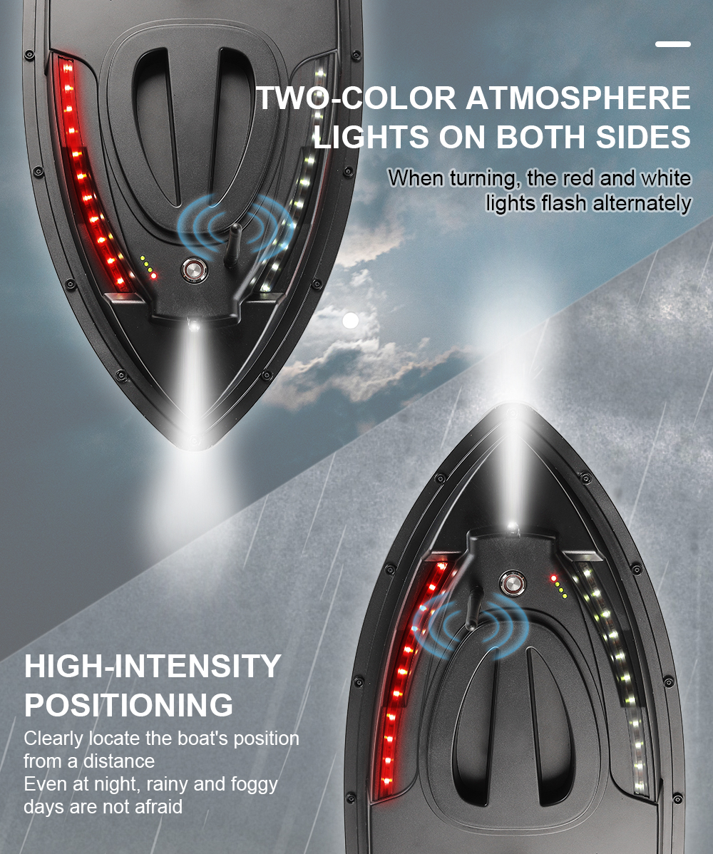 500M Auto Driving Return V900 GPS 40 Points Sonar 1.5KG V700 RC Bait Boat With Steering Light For Fishing Wireless Fish Finder