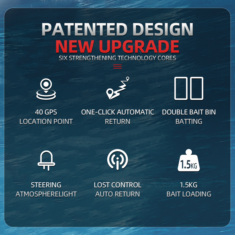 500M Auto Driving Return V900 GPS 40 Points Sonar 1.5KG V700 RC Bait Boat With Steering Light For Fishing Wireless Fish Finder