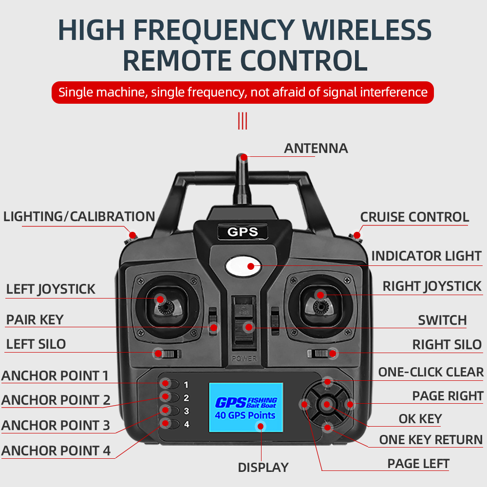 500M Auto Driving Return V900 GPS 40 Points Sonar 1.5KG V700 RC Bait Boat With Steering Light For Fishing Wireless Fish Finder