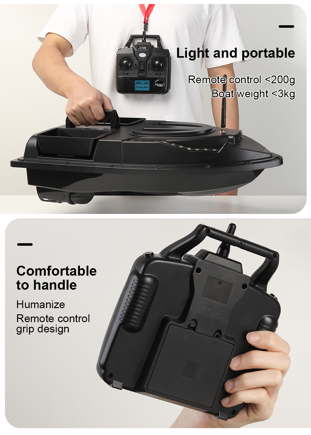 500M Auto Driving Return V900 GPS 40 Points Sonar 1.5KG V700 RC Bait Boat With Steering Light For Fishing Wireless Fish Finder