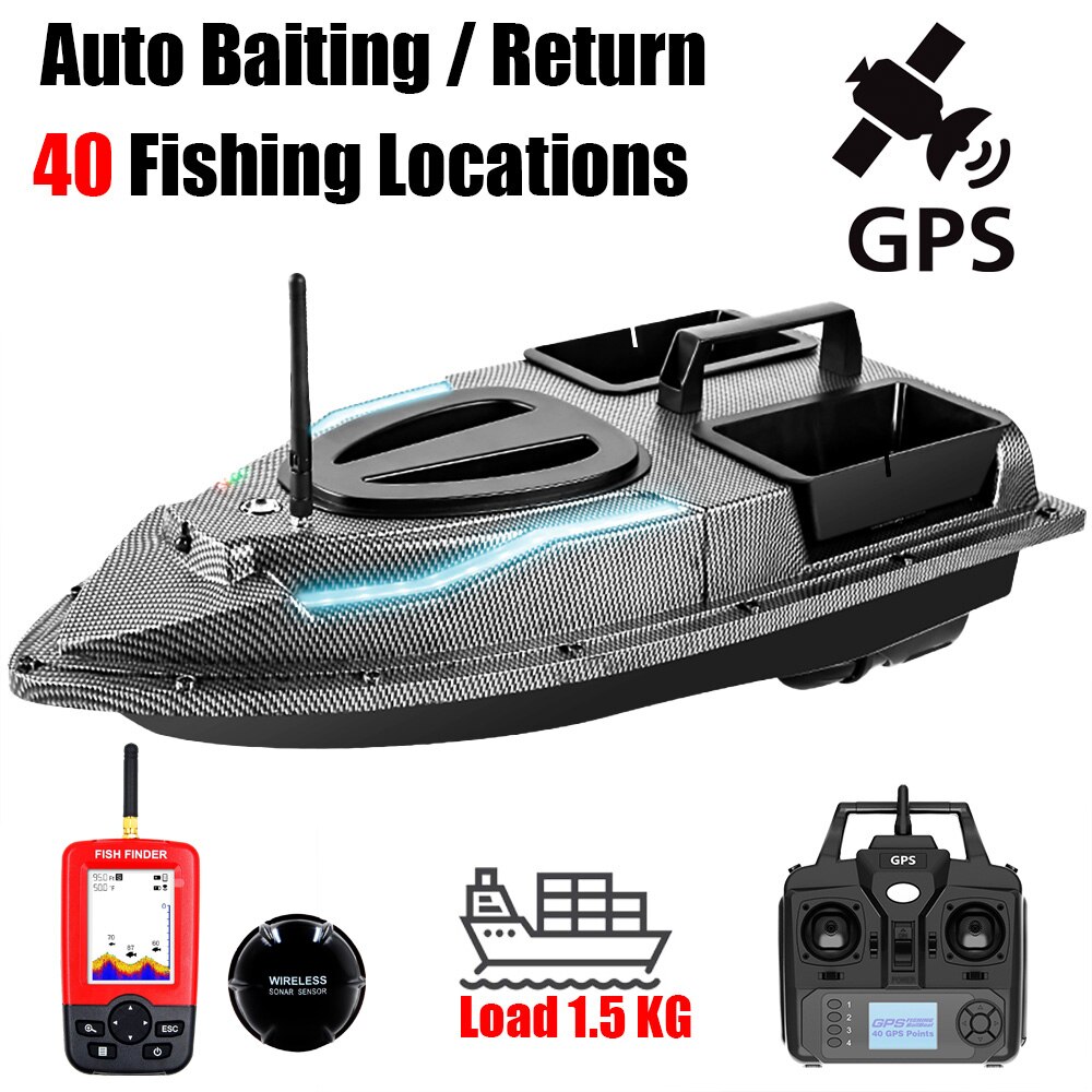 500M Auto Driving Return V900 GPS 40 Points Sonar 1.5KG V700 RC Bait Boat With Steering Light For Fishing Wireless Fish Finder 500M Auto Driving Return V900 GPS 40 Points Sonar 1.5KG V700 RC Bait Boat With Steering Light For Fishing Wireless Fish Finder