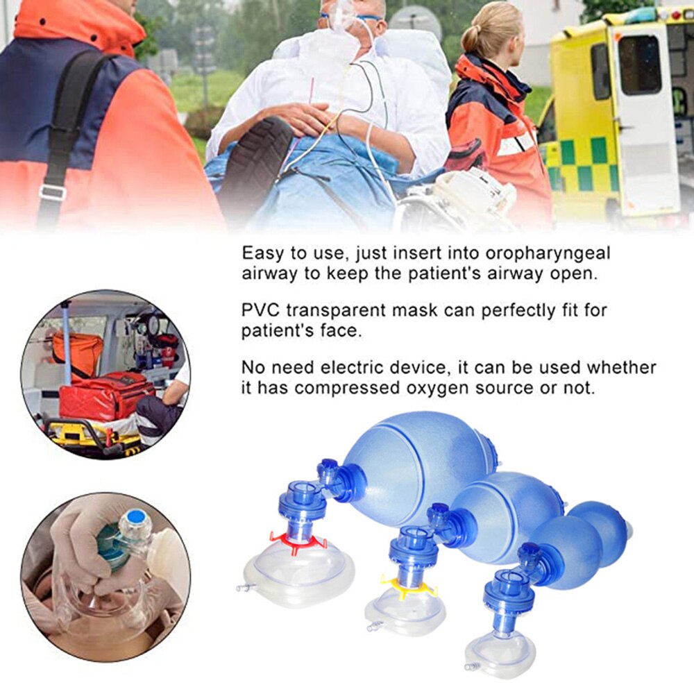PVC Manual Resuscitator Adult/Pediatric First Aid Resuscitator Bag Emergency Self-help Rescue Tool Ambu Bags Rescue Tool