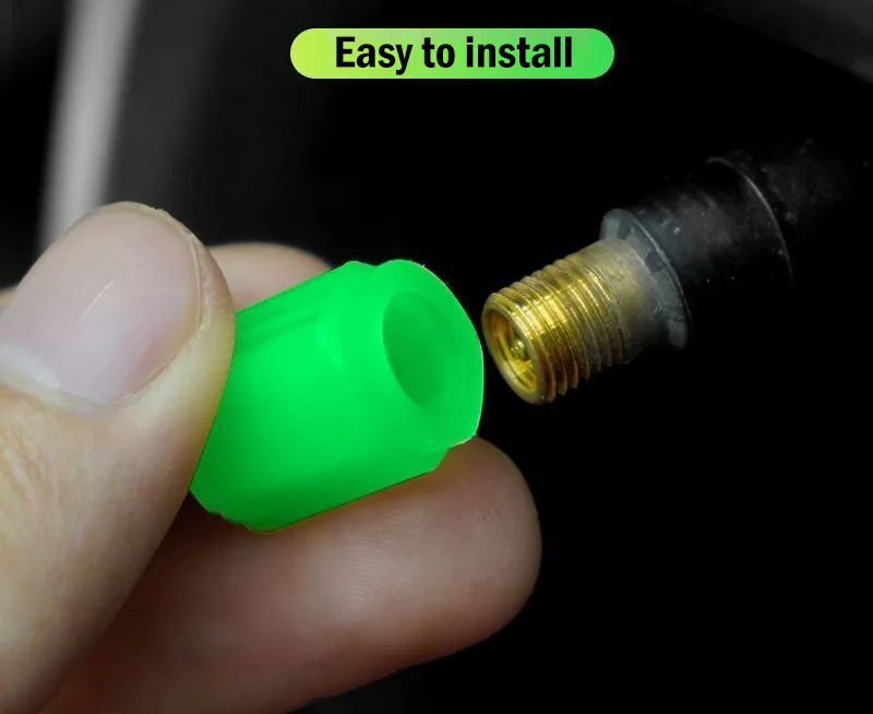 8pcs Luminous Valve Caps Fluorescent Night Glowing Car Motorcycle Bicycle Bike Wheel Tyre Hub Luminous Valve Stem Caps Decors