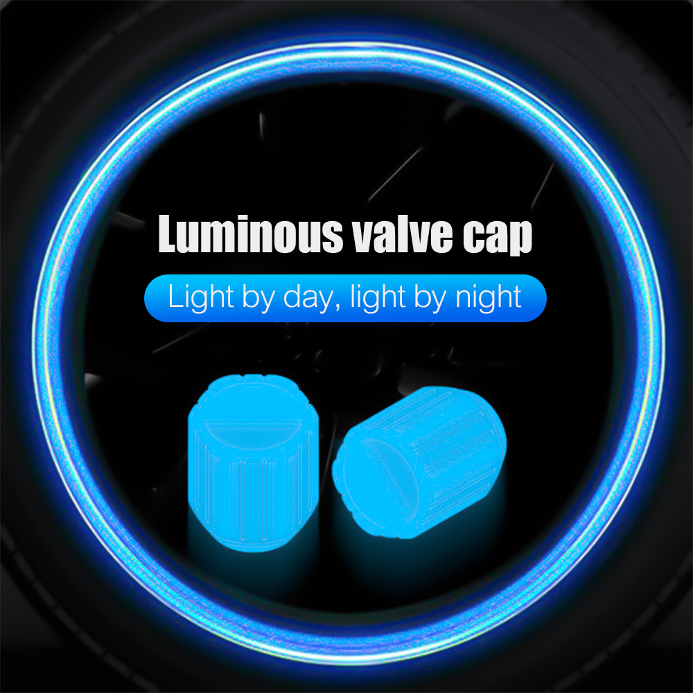 8pcs Luminous Valve Caps Fluorescent Night Glowing Car Motorcycle Bicycle Bike Wheel Tyre Hub Luminous Valve Stem Caps Decors