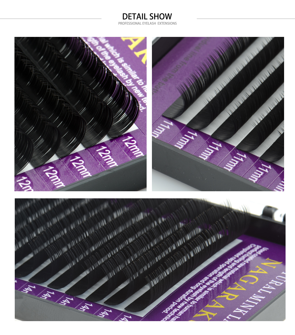 NAGARAKU All Size 6 Cases  C D CC DD Curl  Faux Mink Eyelashes Extension  Individual Eyelashes  Artificial Fake False Eyelashes