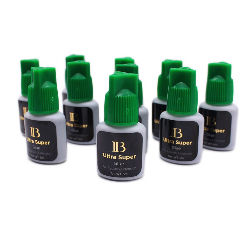 10 Bottles IB Ultra Super Glue Individual Fast Drying Eyelash Extensions Glue Green Cap 5ml Korea Adhesive Black Beauty Tools