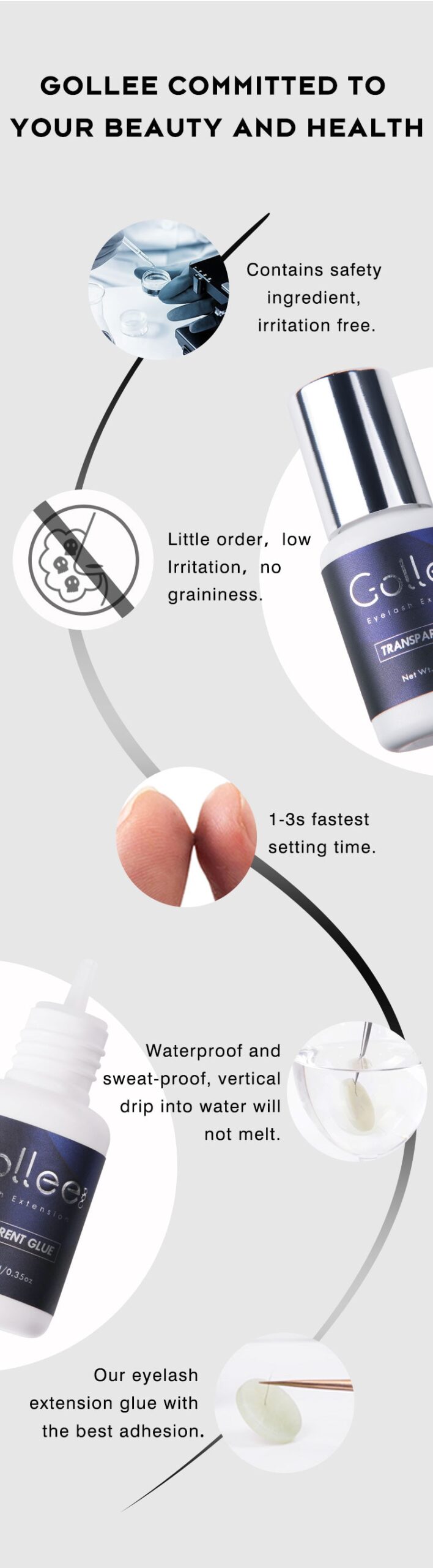 Gollee Glue for Eyelash Extensions 5PCS 5ML Bonder Glue Lash Extension Supplies Lash Glue Super Bonder Lash accelerator Set Gollee Glue for Eyelash Extensions 5PCS 5ML Bonder Glue Lash Extension Supplies Lash Glue Super Bonder Lash accelerator Set