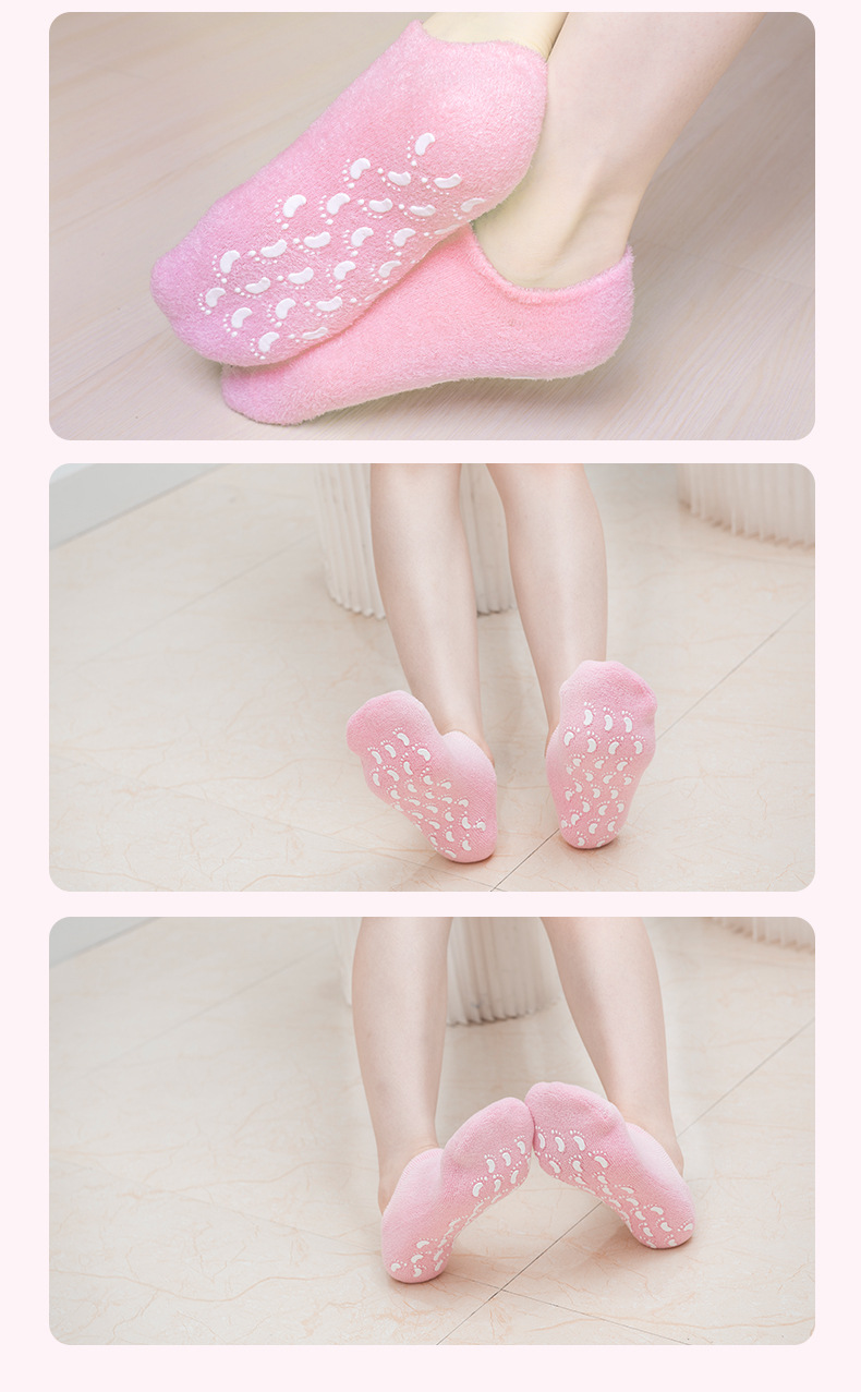 1 pair Reusable SPA Gel Socks Moisturizing Whitening Exfoliating Velvet Smooth Beauty Foot Care Silicone Socks Feet Care