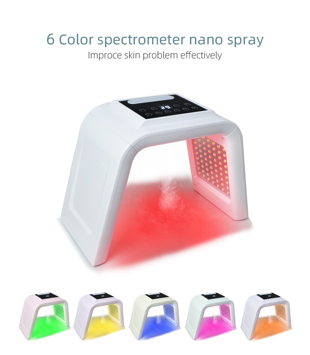 6 Color LED Phototherapy Mask PDT Spectrometer New Facial Treatment Lamp Skin Moisturizing Spray Acne Removal Red Blue Beauty