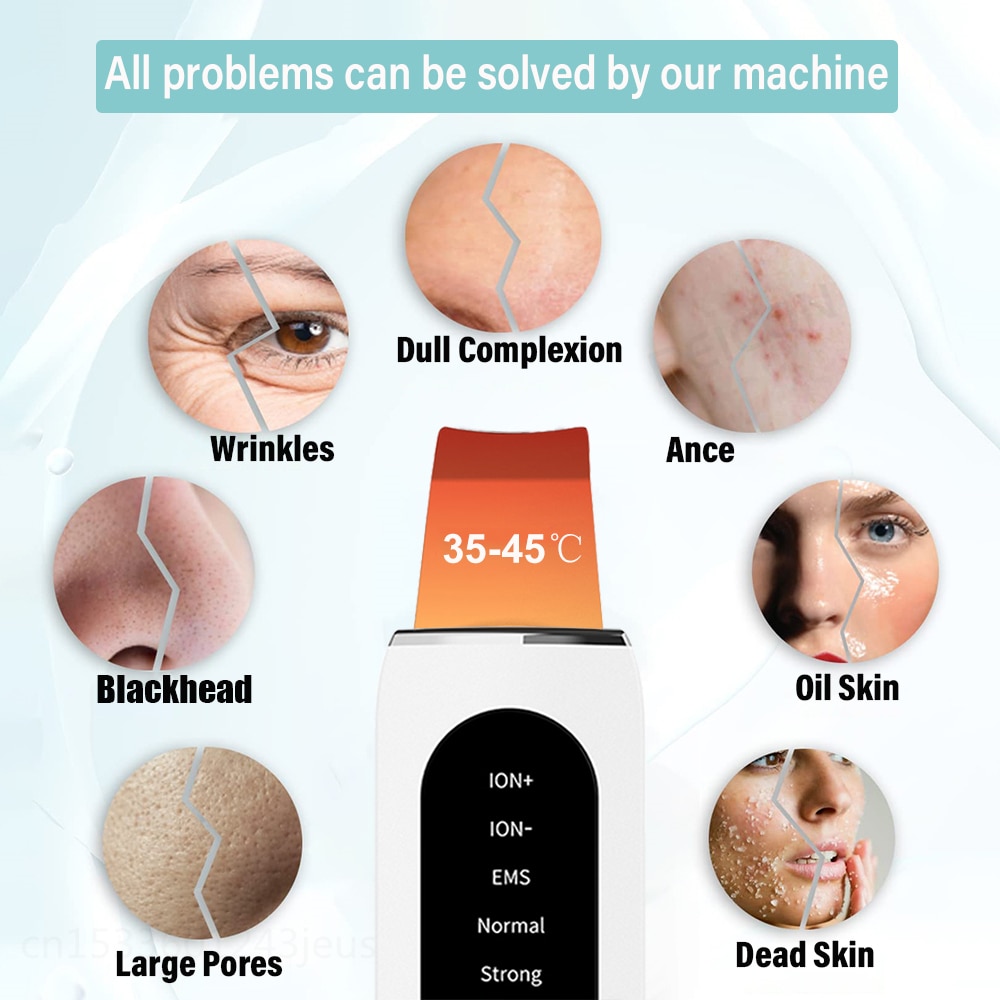 Ultrasonic Skin Scrubber Peeling Blackhead Remover Deep Face Cleaning Ultrasonic Ion Ance Pore Cleaner Facial Shovel Cleanser Ultrasonic Skin Scrubber Peeling Blackhead Remover Deep Face Cleaning Ultrasonic Ion Ance Pore Cleaner Facial Shovel Cleanser