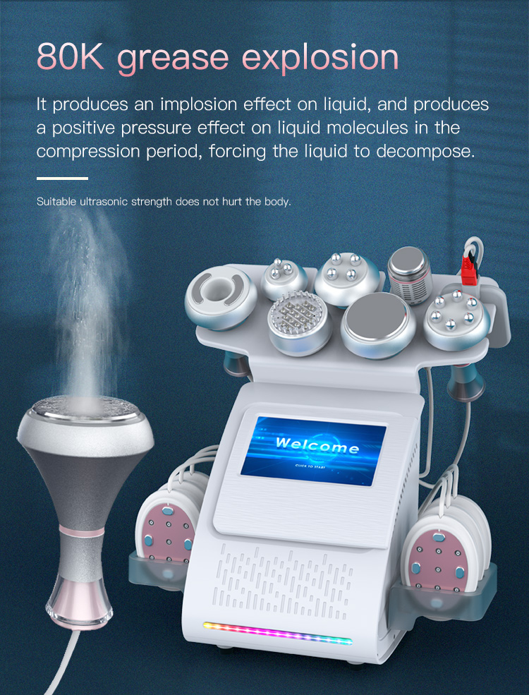 80K 9 in 1 Lipo Cavitation Ultrasonic Vacuum Slimming Radio Frequency Explosive RF+EMS Beauty Machine Face Skin Lifting Device
