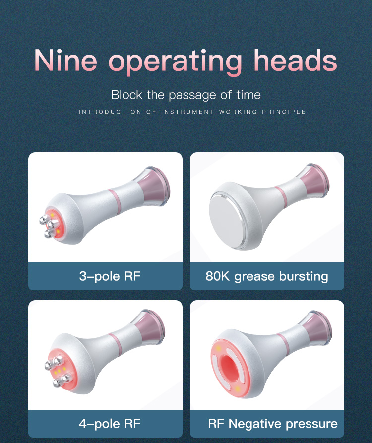 80K 9 in 1 Lipo Cavitation Ultrasonic Vacuum Slimming Radio Frequency Explosive RF+EMS Beauty Machine Face Skin Lifting Device