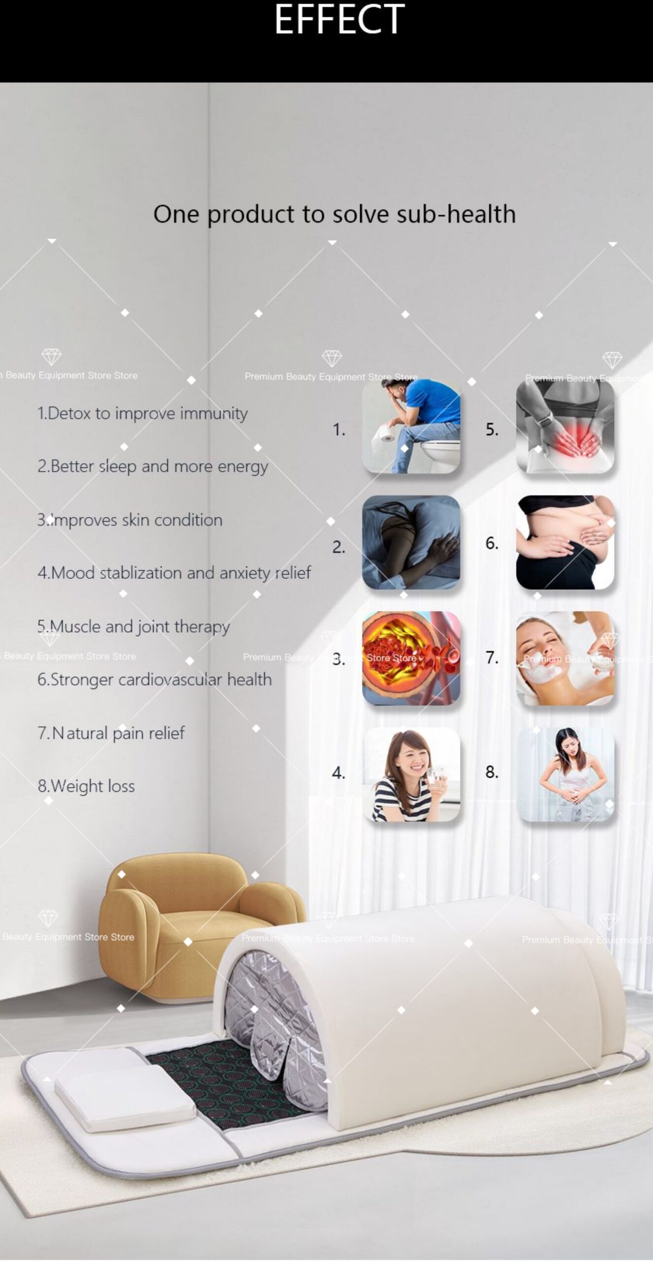 2023 Newest far infrared body slimming sauna bed tourmaline therapy heated detox sauna bed