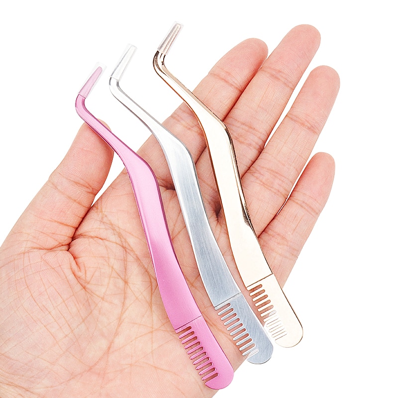 1 Pc Eyelash Comb Tweezers Stainless Steel Anti-Static Non-Magnetic Professional Pincet Lashes Extension Tweezers Makeup Tools 1 Pc Eyelash Comb Tweezers Stainless Steel Anti-Static Non-Magnetic Professional Pincet Lashes Extension Tweezers Makeup Tools