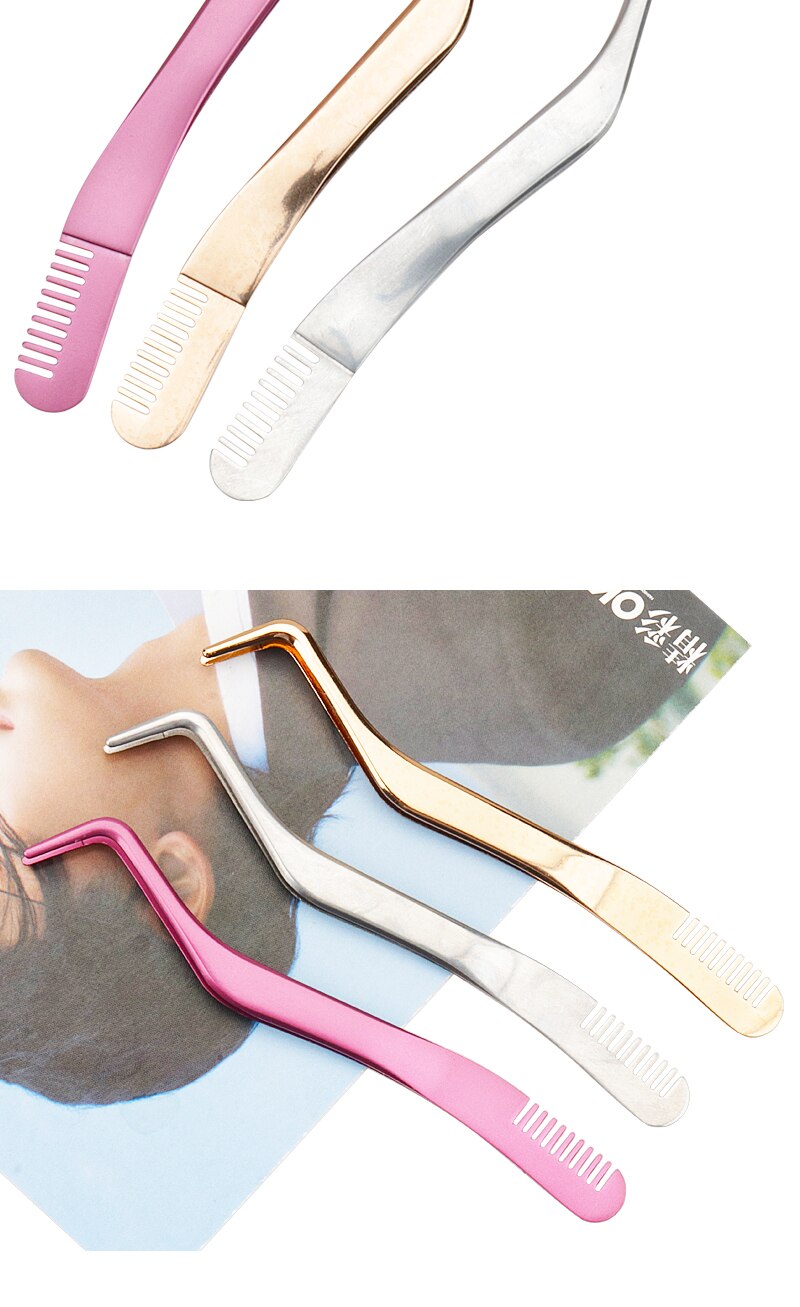 1 Pc Eyelash Comb Tweezers Stainless Steel Anti-Static Non-Magnetic Professional Pincet Lashes Extension Tweezers Makeup Tools 1 Pc Eyelash Comb Tweezers Stainless Steel Anti-Static Non-Magnetic Professional Pincet Lashes Extension Tweezers Makeup Tools