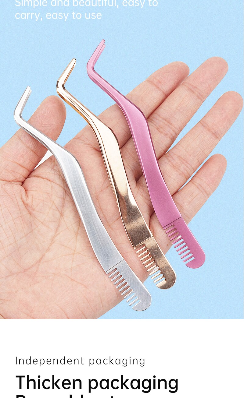 1 Pc Eyelash Comb Tweezers Stainless Steel Anti-Static Non-Magnetic Professional Pincet Lashes Extension Tweezers Makeup Tools 1 Pc Eyelash Comb Tweezers Stainless Steel Anti-Static Non-Magnetic Professional Pincet Lashes Extension Tweezers Makeup Tools