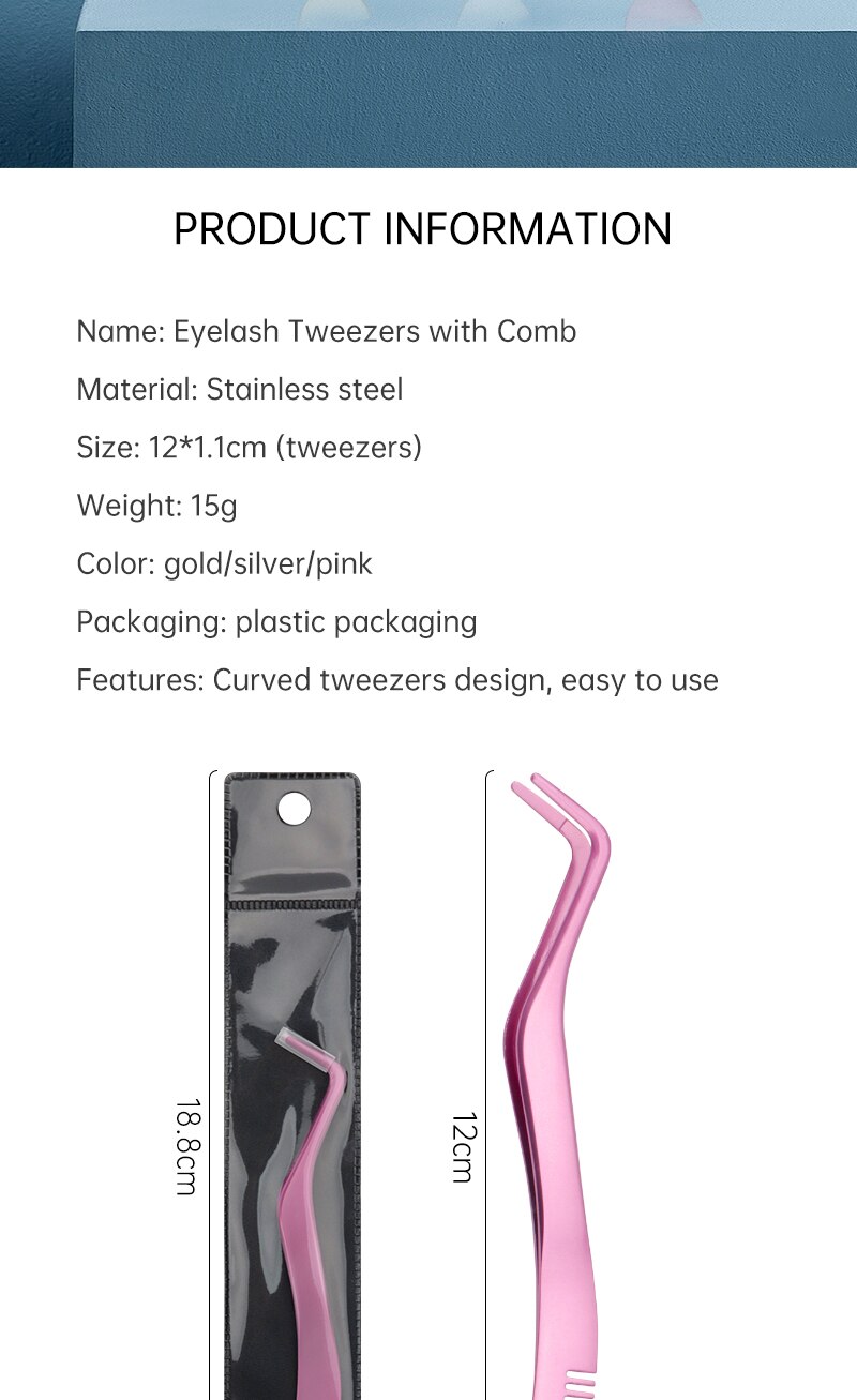 1 Pc Eyelash Comb Tweezers Stainless Steel Anti-Static Non-Magnetic Professional Pincet Lashes Extension Tweezers Makeup Tools 1 Pc Eyelash Comb Tweezers Stainless Steel Anti-Static Non-Magnetic Professional Pincet Lashes Extension Tweezers Makeup Tools