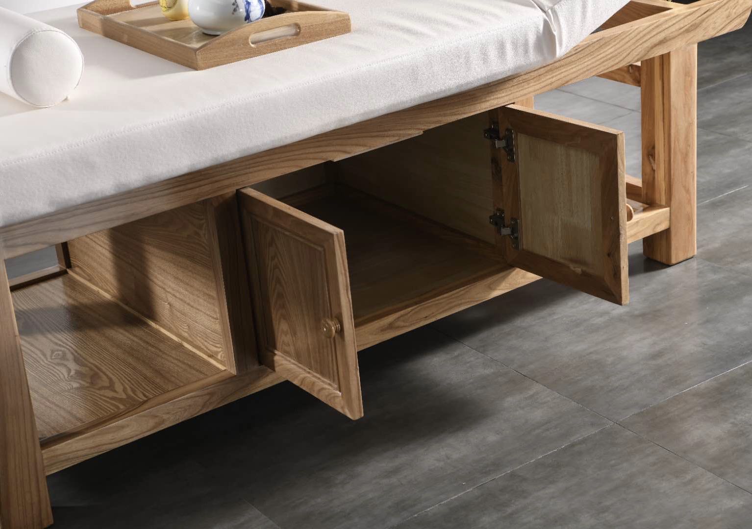 Solid Wood Facial Bed Massage Couch Thai Spa Bed Beauty Salon Massage Bed